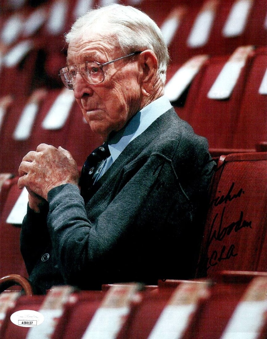 Autographed John Wooden 8X10 Basketball Photo Inscribed For Peter JSA Authenticated (1 of 1)