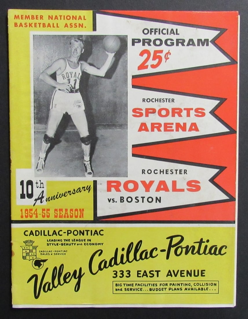 Basketball Program 1954-55 Rochester Royals Boston Celtics Featuring Bob Cousy (1 of 5)