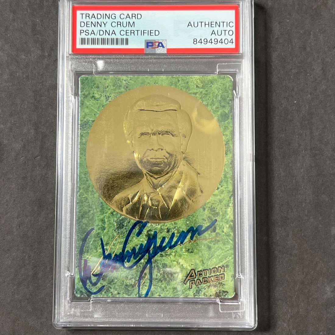 1994 NBA Properties Denny Crum Signed Card PSA/DNA Encapsulated: 1994 NBA Properties Denny Crum Signed Card PSA/DNA Encapsulated This is a 1994 NBA Properties #33 card signed by Denny Crum, featuring an authenticated autograph verified by PSA/DNA. The card is encap