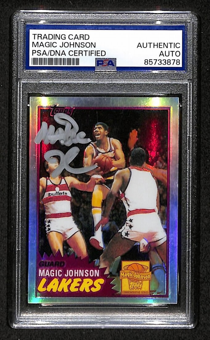 Magic Johnson Autographed 2001 Topps Commemorative Card PSA DNA BA204434 (1 of 2)