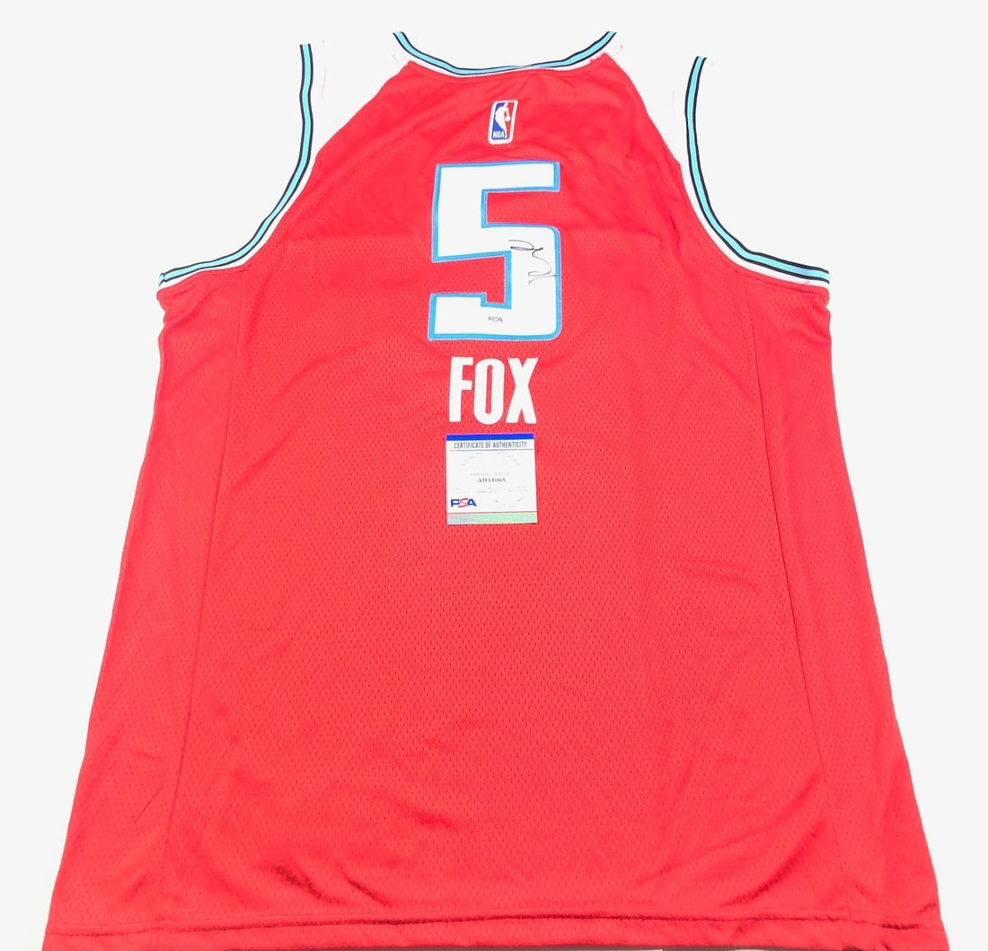 De'Aaron Fox Sacramento Kings Autographed Jersey PSA/DNA Certified: De'Aaron Fox Sacramento Kings Autographed Jersey PSA/DNA Certified This is an original stitched jersey autographed by De'Aaron Fox, a prominent player for the Sacramento Kings in the NBA. The autograp