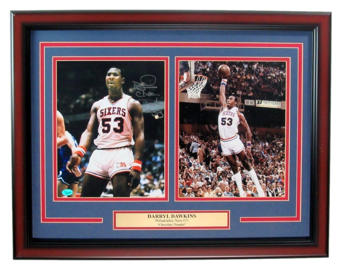 Framed Darryl Dawkins Signed 8x10 Philadelphia 76ers Photo Collage (1 of 4)