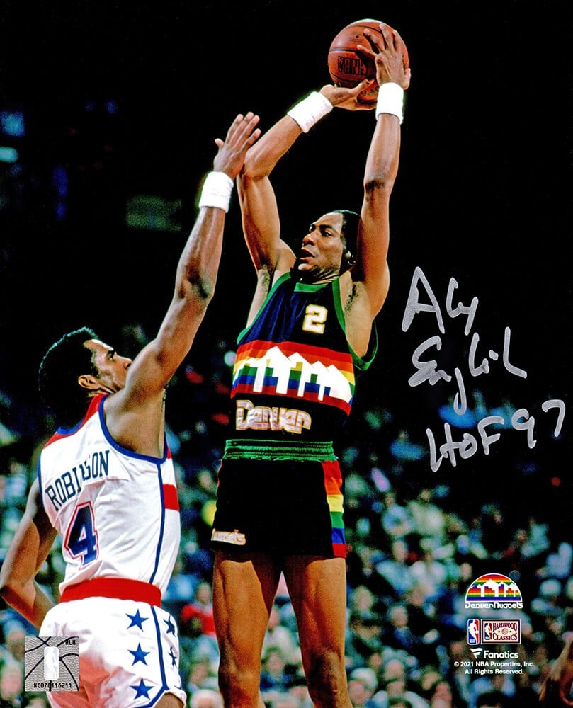 Alex English Signed Denver Nuggets 8x10 Photo HOF'97 COA: Alex English Signed Denver Nuggets 8x10 Photo HOF'97 COA Alex English Signed Denver Nuggets 8x10 Photo HOF'97 COA This Alex English signed Denver Nuggets action 8x10 photo features the Hall of Fame '9