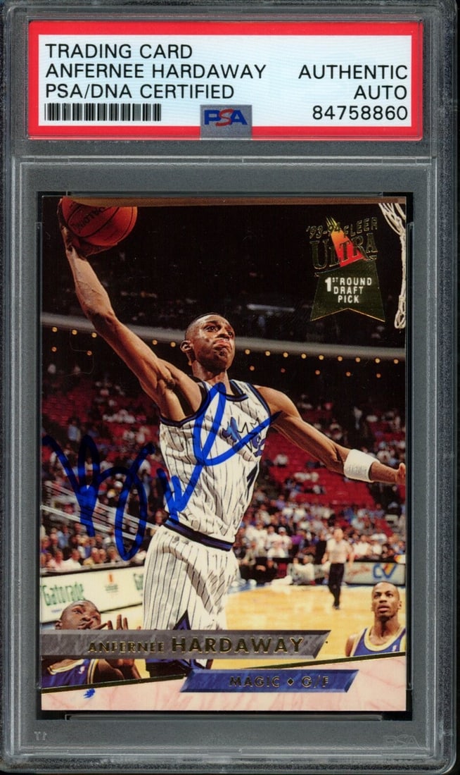 1993-94 Fleer Ultra Anfernee Hardaway Signed Rookie Card PSA/DNA Orlando Magic: 1993-94 Fleer Ultra Anfernee Hardaway Signed Rookie Card PSA/DNA Orlando Magic This 1993-94 Fleer Ultra Anfernee Hardaway #305 Rookie Card is an essential collectible for any basketball fan. It featur