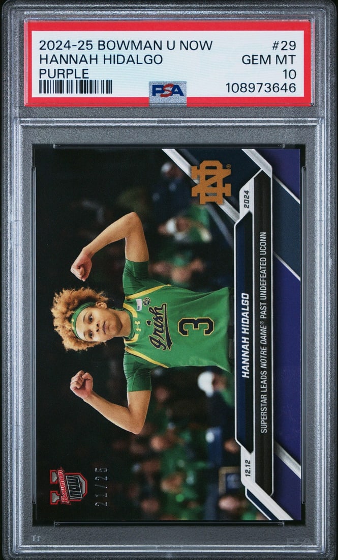 2024 Bowman U Now Hannah Hidalgo #29 Purple /25 RC PSA 10 Basketball Card (1 of 2)