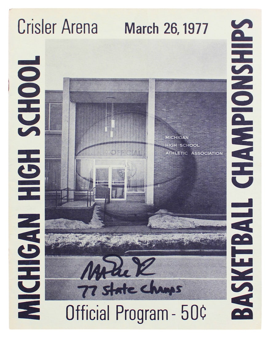 Magic Johnson Signed 1977 Michigan High School Program BAS Witnessed (1 of 5)