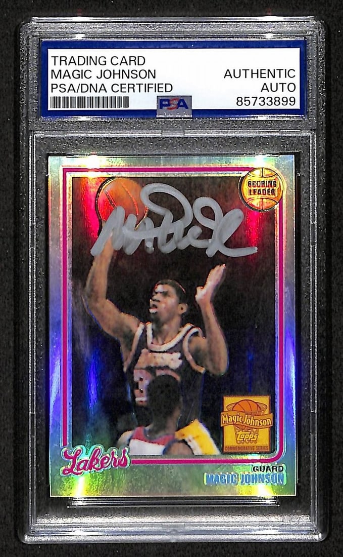 Magic Johnson Autographed 2001 Topps Commemorative Card PSA DNA Authenticated (1 of 2)