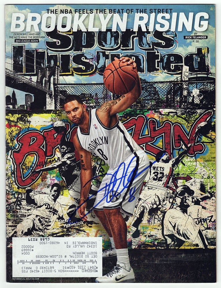 Brooklyn Nets Sports Illustrated Magazine Signed by Deron Williams with COA: Brooklyn Nets Sports Illustrated Magazine Signed by Deron Williams with COA This is an original Sports Illustrated magazine dated October 15, 2012, featuring Deron Williams of the Brooklyn Nets. The m