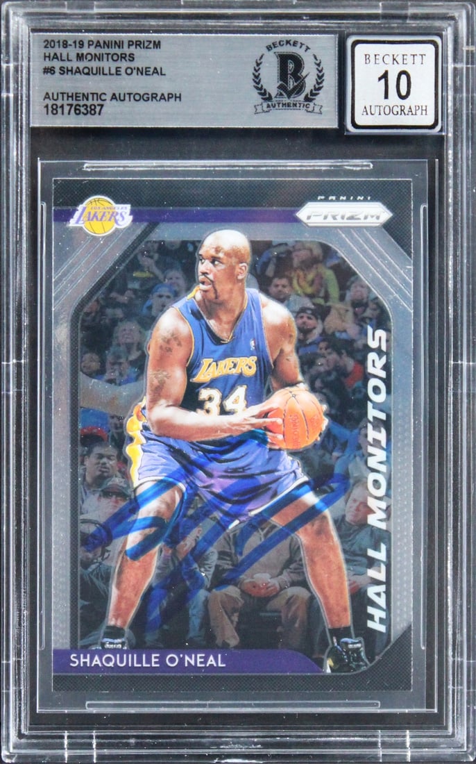 Shaquille O'Neal Signed 2018 Panini Prizm Auto 10 Beckett Slab (1 of 2)