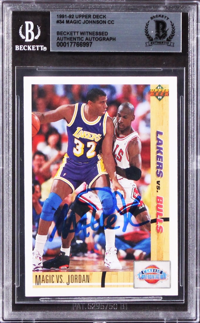 Magic Johnson Signed 1991 Upper Deck Card Beckett Authenticated Slab (1 of 2)