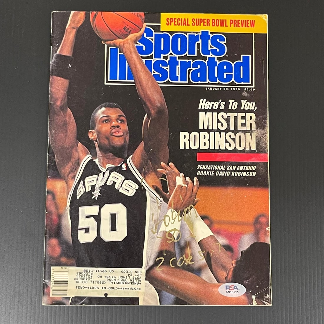 David Robinson Autographed Sports Illustrated Magazine PSA/DNA Certified: David Robinson Autographed Sports Illustrated Magazine PSA/DNA Certified This is an original Sport Illustrated magazine cover featuring the signature of David Robinson, a legendary player for the San 