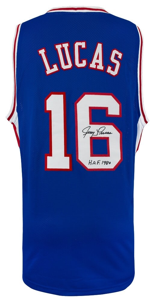 Jerry Lucas Autographed Blue Cincinnati Royals Throwback Jersey With HOF 1980 Inscription (1 of 3)