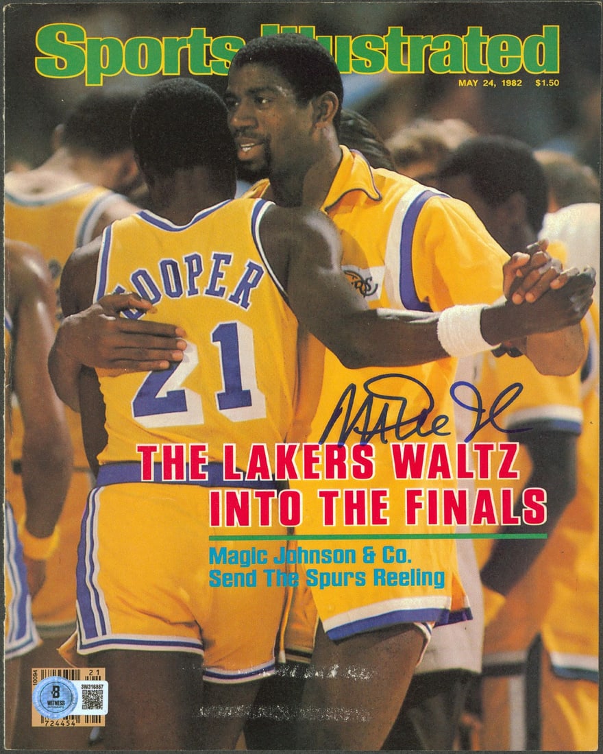 Magic Johnson Signed 1982 Sports Illustrated Cover Beckett Authenticated: Magic Johnson Signed 1982 Sports Illustrated Cover Beckett Authenticated This is an original May 24, 1982 Sports Illustrated magazine cover that has been personally signed by Magic Johnson of the Los 