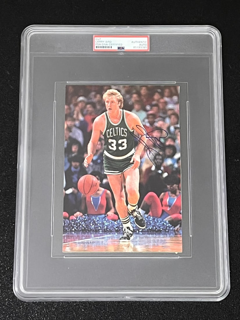 Larry Bird Autographed Photo PSA/DNA Celtics Basketball: Larry Bird Autographed Photo PSA/DNA Celtics Basketball This is an original photograph autographed by the legendary basketball player Larry Bird. The autograph has been authenticated by PSA/DNA, ensur