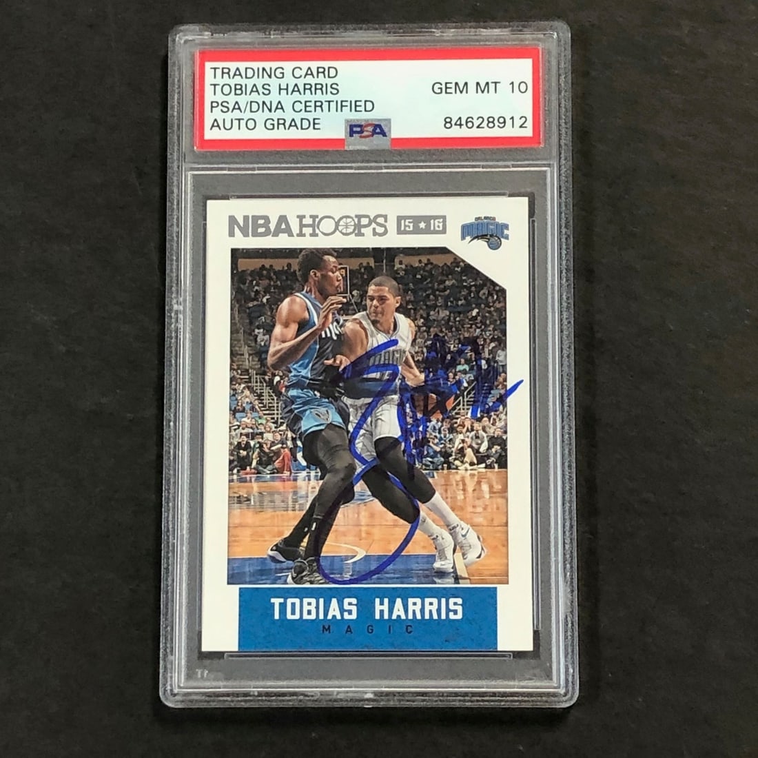 2015-16 NBA Hoops #90 Tobias Harris Autographed Card PSA Authenticated: 2015-16 NBA Hoops #90 Tobias Harris Autographed Card PSA Authenticated Presenting a 2015-16 NBA Hoops #90 trading card featuring the signature of Tobias Harris, who is well-known for his time with the