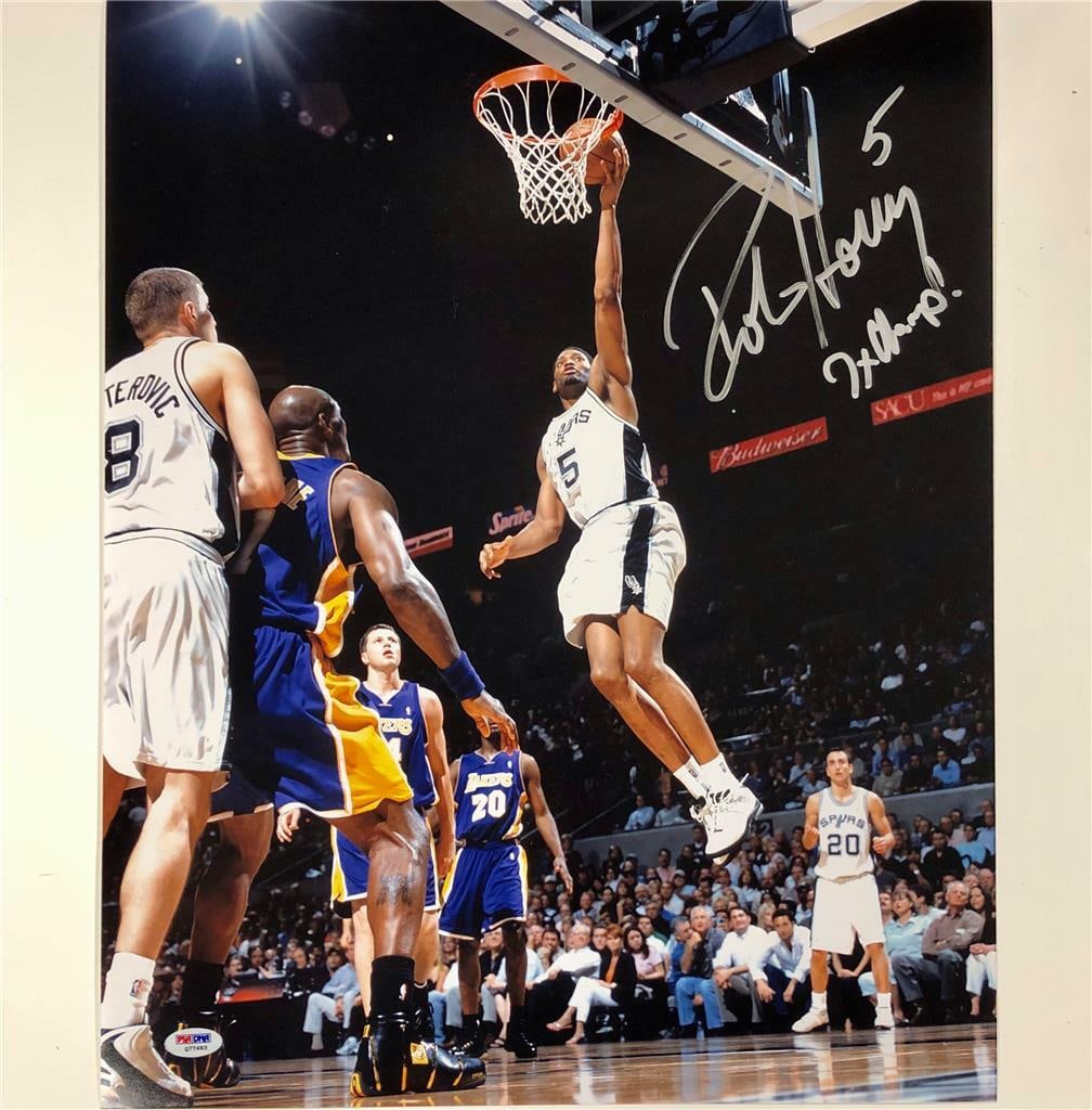 Robert Horry Signed 16x20 Spurs Photo 7x Champ PSA/DNA: Robert Horry Signed 16x20 Spurs Photo 7x Champ PSA/DNA This is an original signed 16x20 photo of Robert Horry, a former NBA player known for his impressive championship record. The photo features Horr