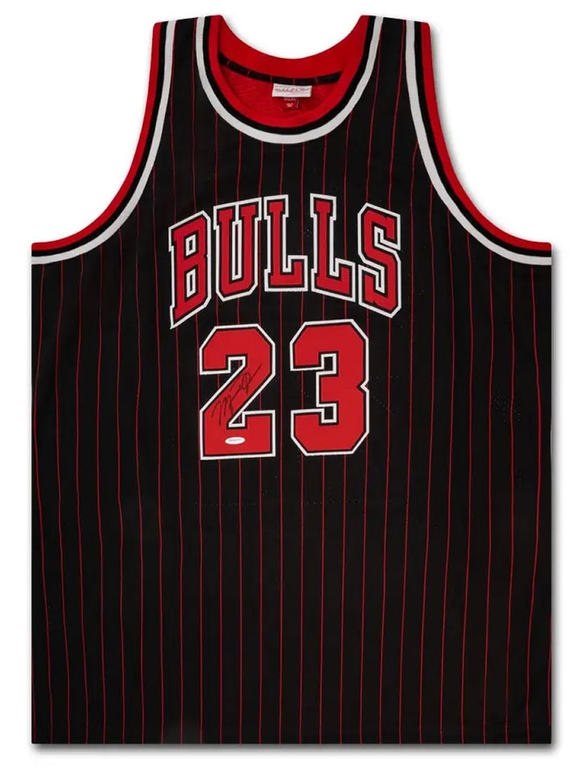 Michael Jordan Autographed 1996-97 Chicago Bulls Pinstripe Jersey Upper Deck Authenticated: Michael Jordan Autographed 1996-97 Chicago Bulls Pinstripe Jersey Upper Deck Authenticated Celebrate the legacy of basketball greatness with this Michael Jordan Signed Autographed Jersey from the icon