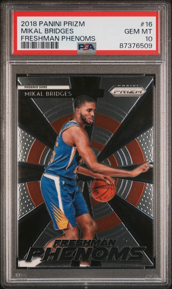 2018 Prizm Mikal Bridges #16 Freshman Phenoms PSA 10 Basketball Card (1 of 2)