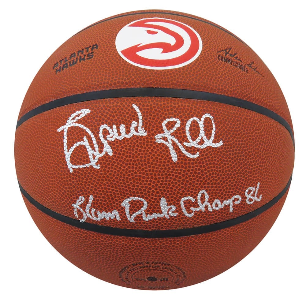 Spud Webb Signed Atlanta Hawks Basketball with Slam Dunk Champ 86 Inscription: Spud Webb Signed Atlanta Hawks Basketball with Slam Dunk Champ 86 Inscription This is a Spud Webb signed Wilson NBA basketball featuring the Atlanta Hawks logo and inscribed with 'Slam Dunk Champ 86'.