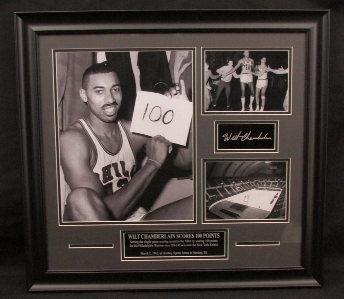 Framed Basketball Collage Wilt Chamberlain 100 Point Game Hershey Arena (1 of 1)