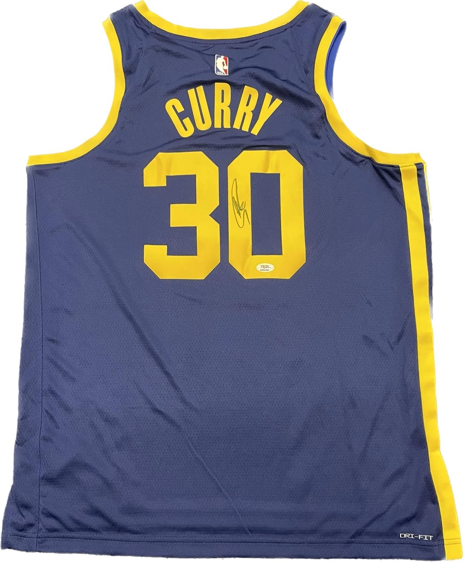 Stephen Curry Autographed Jersey PSA/DNA Golden State Warriors: Stephen Curry Autographed Jersey PSA/DNA Golden State Warriors This is an original autographed jersey by Stephen Curry, featuring the iconic Golden State Warriors colors and design. The jersey comes c