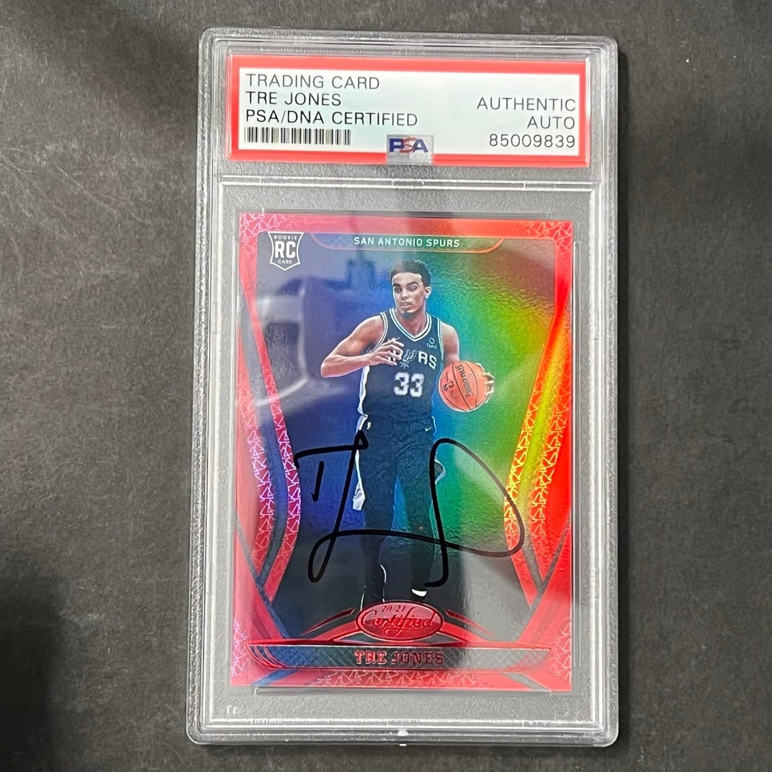 Tre Jones 2020-21 Panini Certified Rookie Card AUTO PSA/DNA (1 of 1)