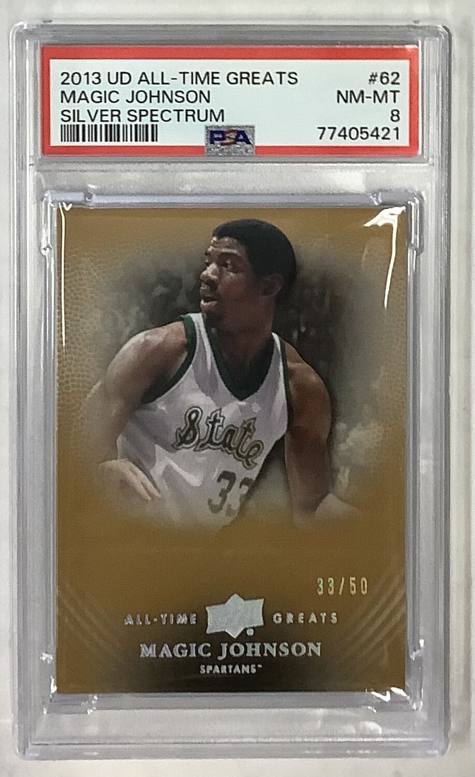 Magic Johnson 2013 Upper Deck All-Time Greats Silver Spectrum #62 PSA 8 NM-MT 33/50 (1 of 2)