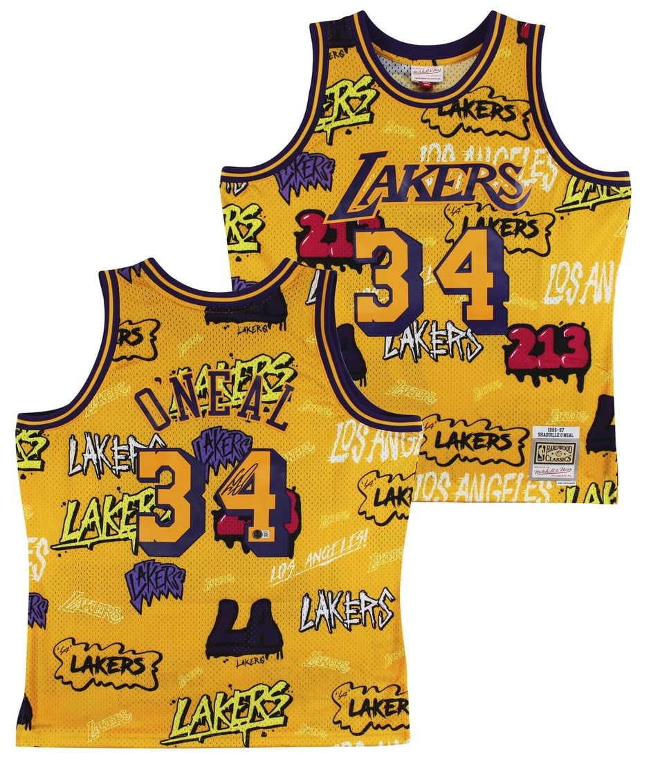 Shaquille O'Neal Signed Lakers Yellow Swingman Jersey 1996-97 BAS Authenticated: Shaquille O'Neal Signed Lakers Yellow Swingman Jersey 1996-97 BAS Authenticated This authentic Los Angeles Lakers jersey is a tribute to the legendary Shaquille O'Neal, featuring the alternate yellow 
