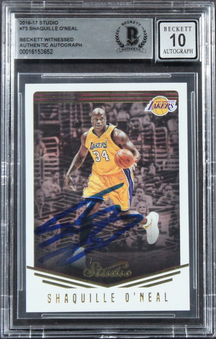 Shaquille O'Neal Signed 2016 Studio Card Graded Gem Mint 10 Beckett Slab (1 of 2)