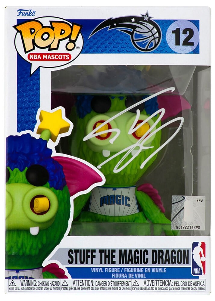 Shaquille O'Neal Signed Funko Pop Magic Dragon #12 with COA: Shaquille O'Neal Signed Funko Pop Magic Dragon #12 with COA Introducing the Shaquille O'Neal Signed Orlando Magic Stuff The Magic Dragon Funko Pop #12, a must-have collectible for any basketball fan. 