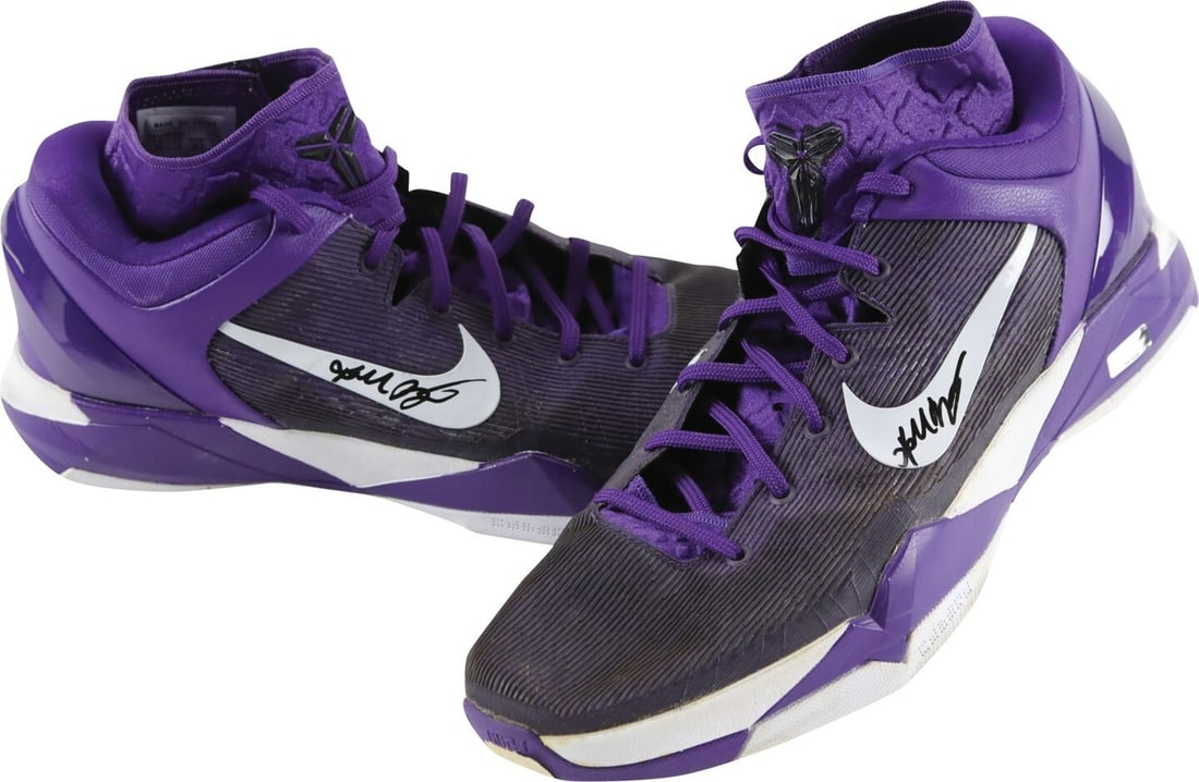 Kobe Bryant Signed Game Used Sneakers 2012 Playoffs Panini COA 1 of 1: Kobe Bryant Signed Game Used Sneakers 2012 Playoffs Panini COA 1 of 1 Own a piece of basketball history with this exceptional pair of game-used sneakers worn by the legendary Kobe Bryant during the 20