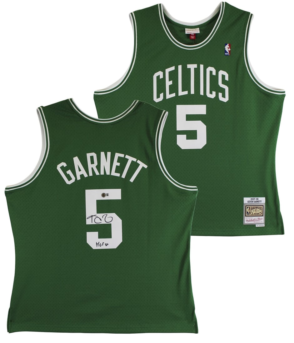 Kevin Garnett Signed Boston Celtics HOF 20 Green Jersey BAS Witnessed: Kevin Garnett Signed Boston Celtics HOF 20 Green Jersey BAS Witnessed Celebrate the legacy of Kevin Garnett with this original signed Boston Celtics green Mitchell & Ness Hardwood Classics Swingman je
