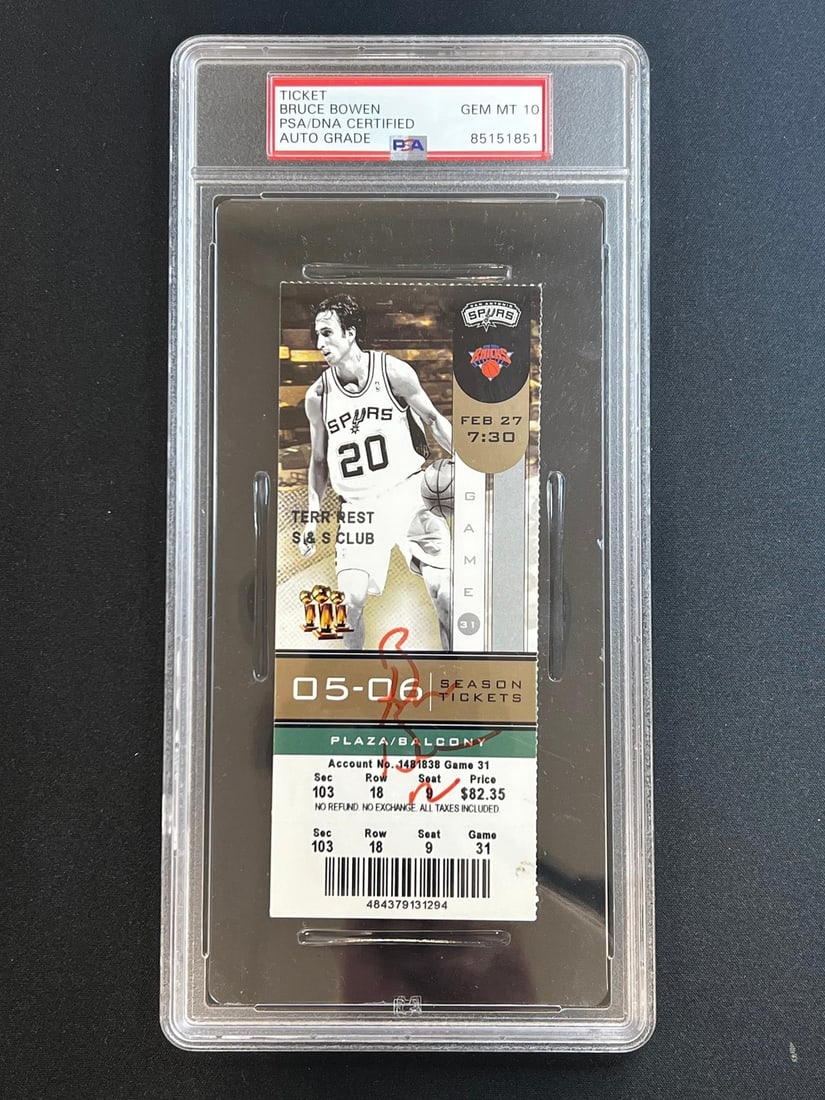 Bruce Bowen Signed Ticket PSA/DNA Authenticated San Antonio Spurs (1 of 1)