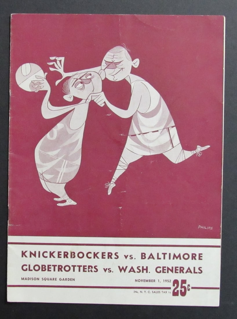 Basketball Program From November 1 1952 Knicks Bullets Globetrotters Generals: Basketball Program From November 1 1952 Knicks Bullets Globetrotters Generals This is an original NBA program from November 1, 1952, featuring the match between the New York Knicks and the Baltimore B