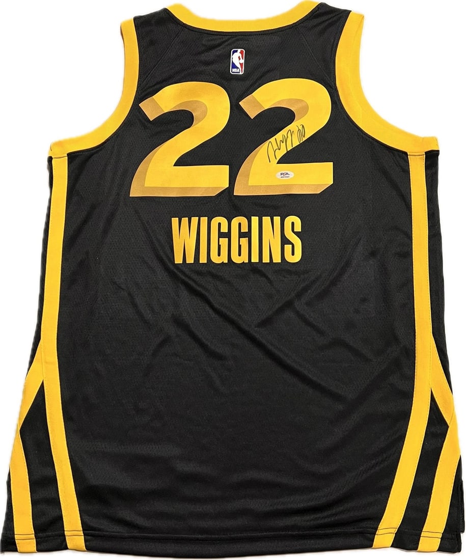 Andrew Wiggins Autographed Jersey PSA/DNA Golden State Warriors: Andrew Wiggins Autographed Jersey PSA/DNA Golden State Warriors This is a pre-owned, authentic autographed jersey by Andrew Wiggins, a player for the Golden State Warriors. The jersey features high-qu