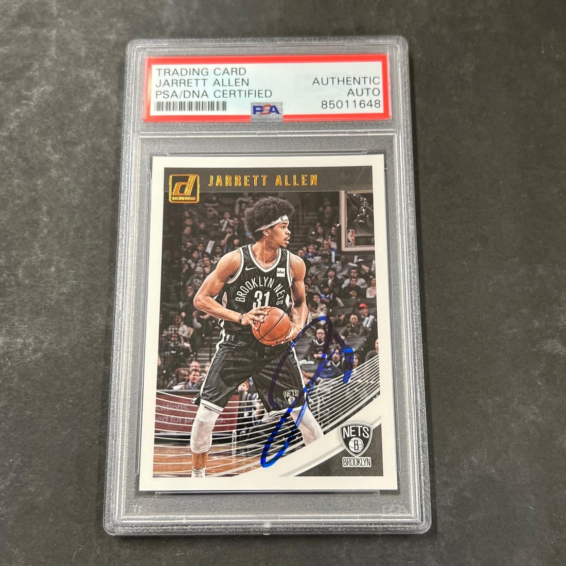 Jarrett Allen Autographed 2018-19 Donruss 146 Nets Card PSA Encapsulated (1 of 2)