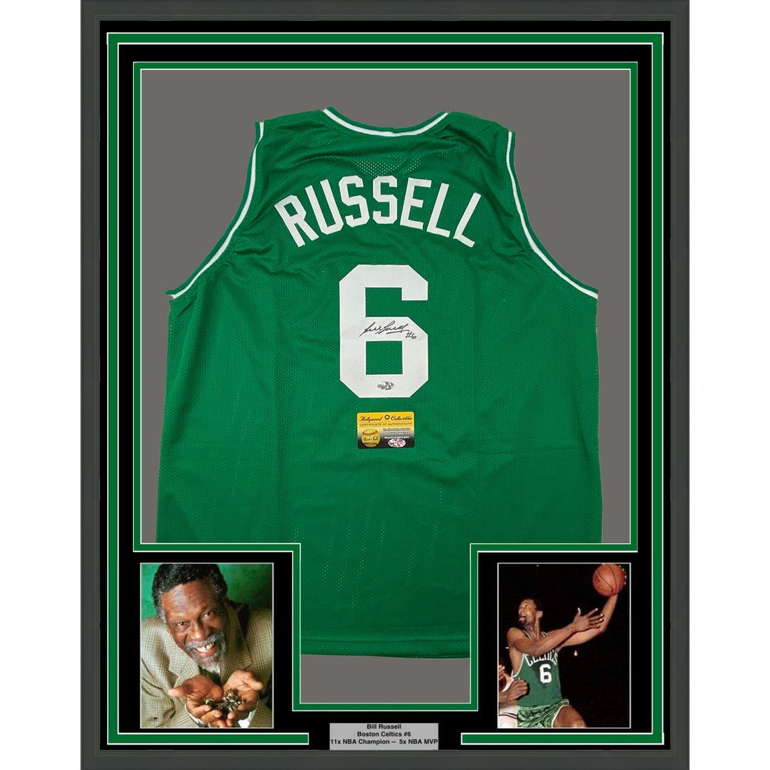 Bill Russell signed framed Celtics jersey 33x42 JSA COA (1 of 2)