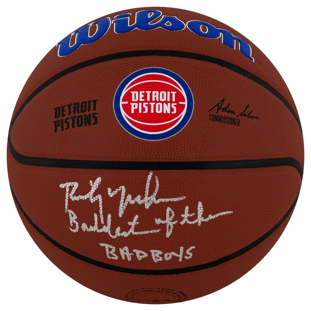 Rick Mahorn Signed Detroit Pistons Basketball w/ Bad Boys Inscription - COA (1 of 1)