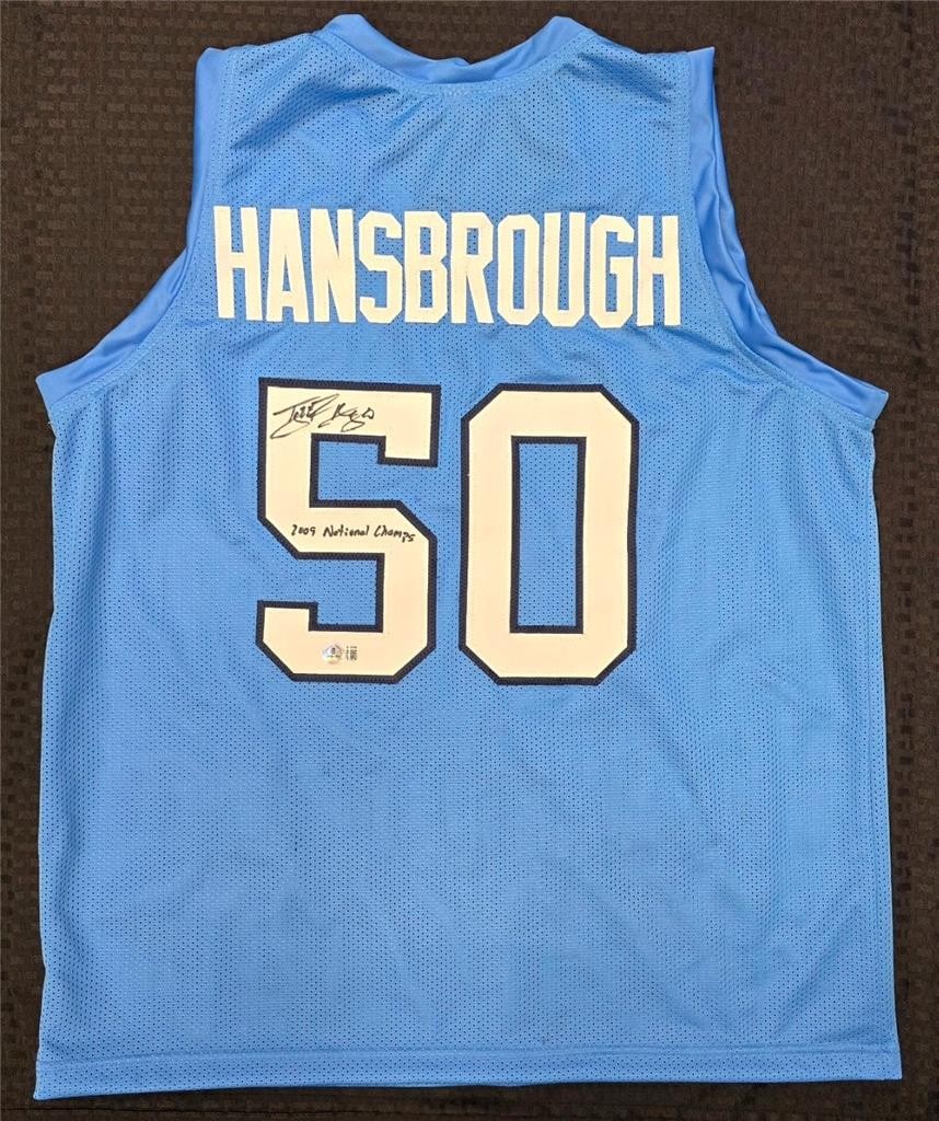 Tyler Hansbrough autographed UNC Tar Heels 2009 Champs jersey Beckett BAS: Tyler Hansbrough autographed UNC Tar Heels 2009 Champs jersey Beckett BAS This pre-owned North Carolina Tar Heels basketball jersey is signed by Tyler Hansbrough and features the inscription "2009 Cha