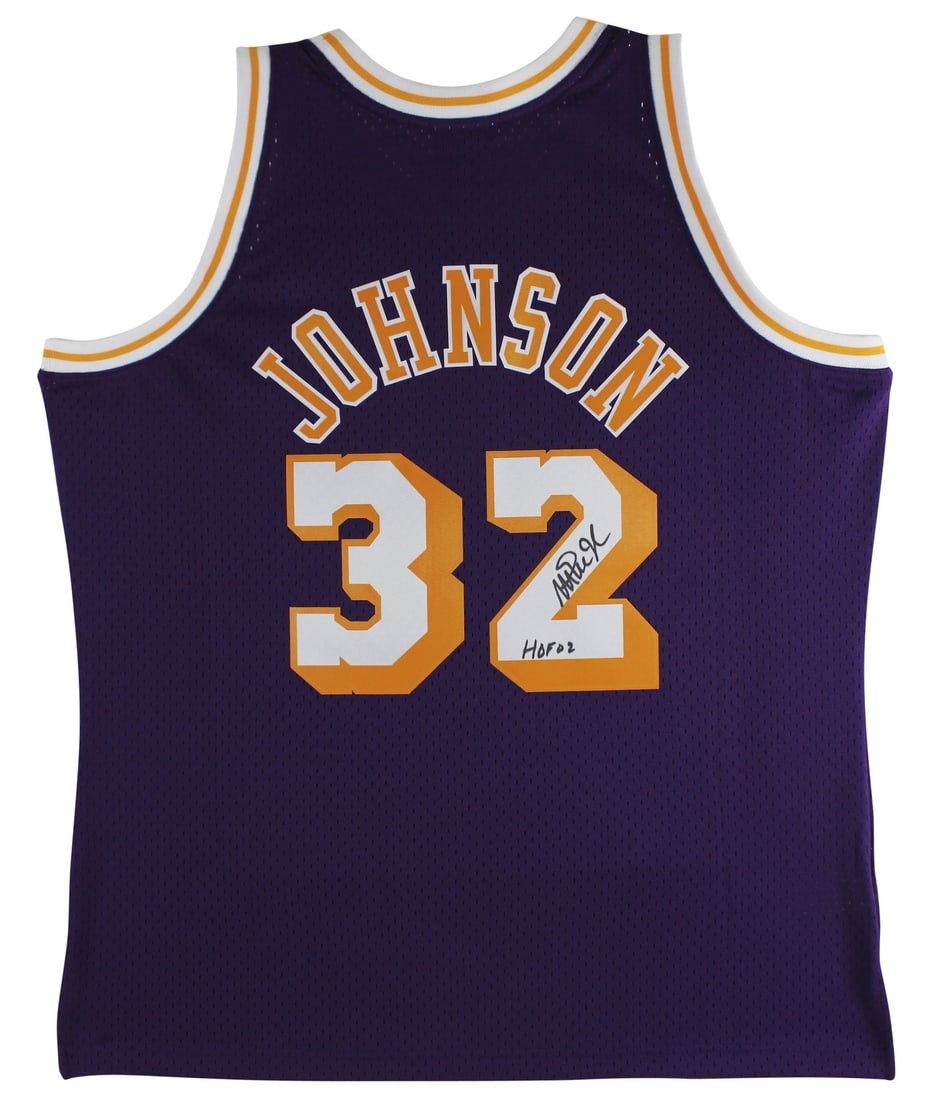 Magic Johnson Signed Lakers Jersey HOF 02 BAS Witnessed: Magic Johnson Signed Lakers Jersey HOF 02 BAS Witnessed Celebrate the legacy of Magic Johnson with this autographed Los Angeles Lakers jersey. This original Mitchell & Ness Hardwood Classics Swingman 