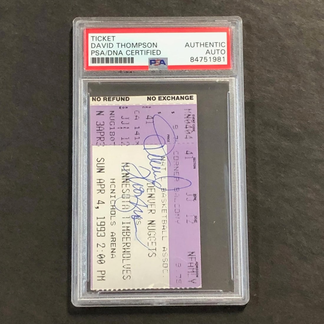 David Thompson Signed Basketball Ticket PSA/DNA Authenticated Nuggets: David Thompson Signed Basketball Ticket PSA/DNA Authenticated Nuggets This is an original signed ticket by basketball legend David Thompson, known for his remarkable career with the Denver Nuggets. Th