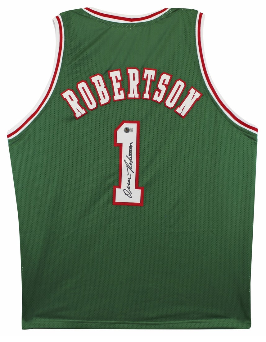 Oscar Robertson Signed Milwaukee Bucks Green Jersey BAS Authenticated (1 of 2)