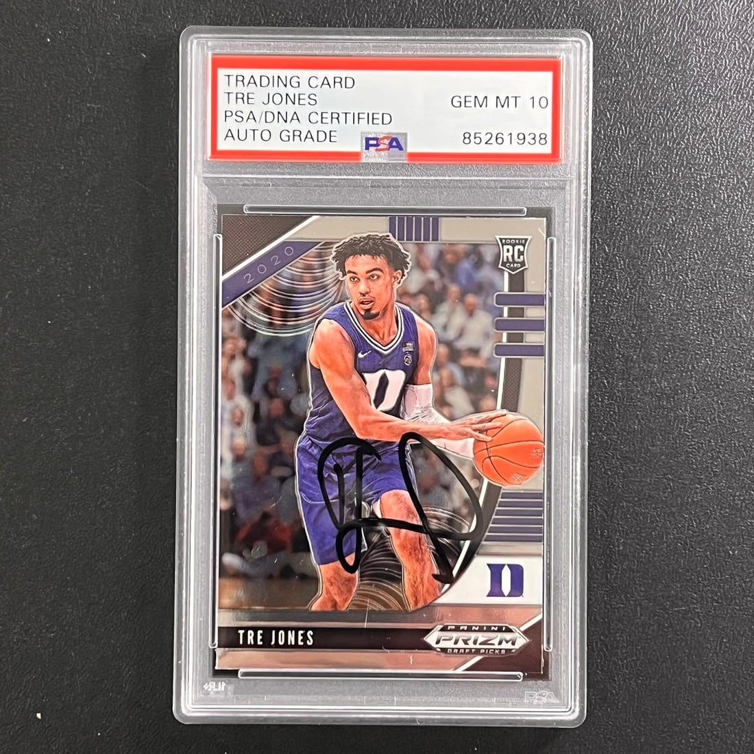 2020 Panini Green Prizm Tre Jones Signed Rookie Card PSA/DNA Authenticated (1 of 2)