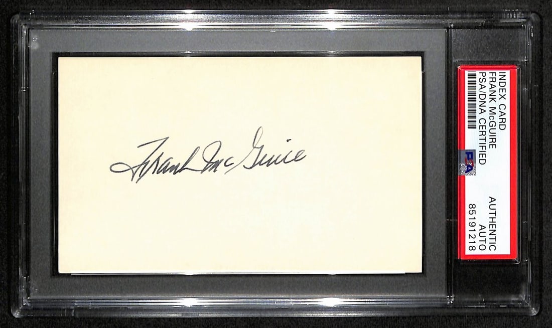 Frank McGuire HOF Signed 3x5 Index Card PSA/DNA Philadelphia Wizards (1 of 2)