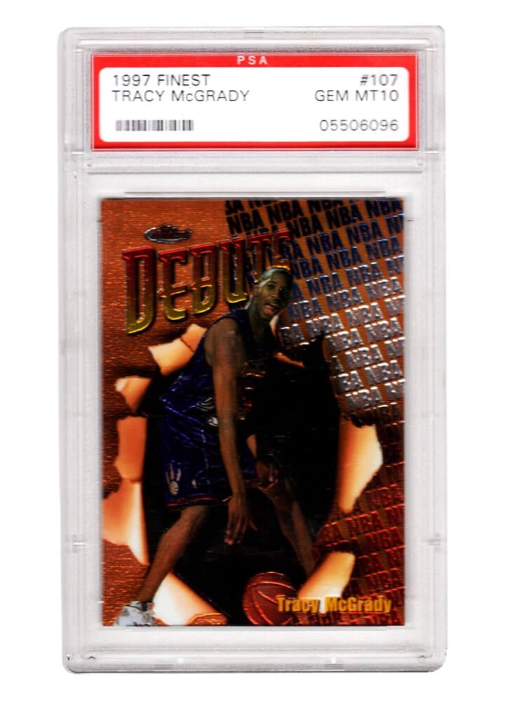 Tracy McGrady 1997 Topps Finest Rookie Card PSA 10 Gem Mint #107: Tracy McGrady 1997 Topps Finest Rookie Card PSA 10 Gem Mint #107 This listing features a Tracy McGrady 1997 Topps Finest Basketball #107 rookie card, encapsulated and graded Gem Mint 10 by PSA, repres