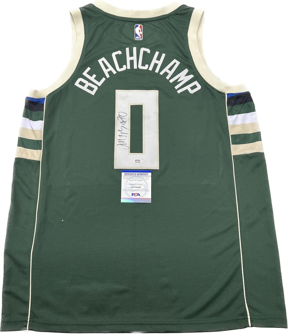 PSA DNA Authenticated Marjon Beachchamp Milwaukee Bucks Signed Basketball Jersey: PSA DNA Authenticated Marjon Beachchamp Milwaukee Bucks Signed Basketball Jersey This is a stitched Milwaukee Bucks jersey autographed by Marjon Beachchamp. The autograph has been authenticated by PSA