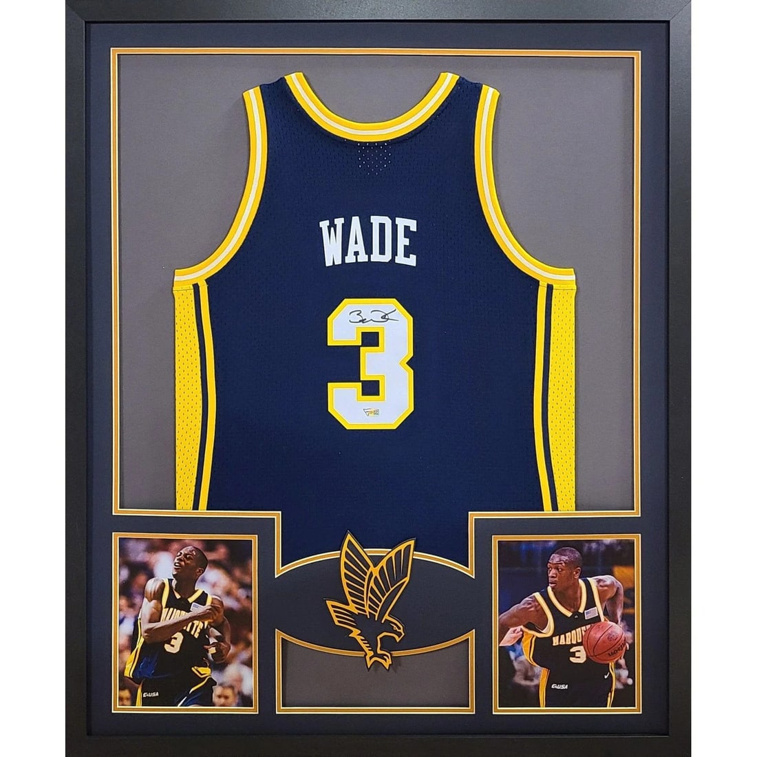 Dwyane Wade Autographed Framed Jersey Marquette Eagles Fanatics Authentic (1 of 2)