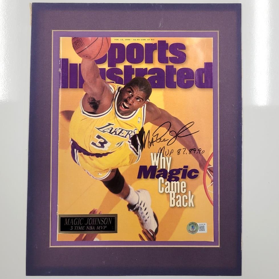 Magic Johnson Signed MVP 87 89 90 Magazine Cover BAS Los Angeles Lakers (1 of 4)