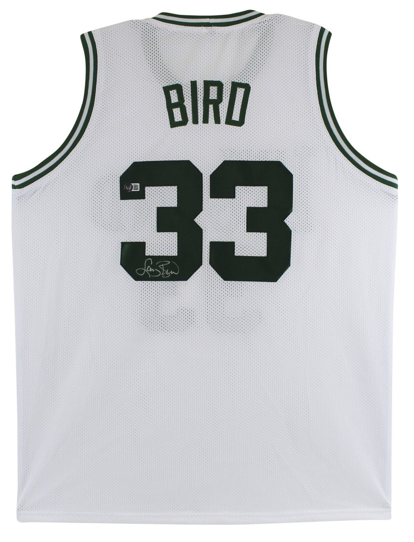 Larry Bird Signed Boston Celtics White Pro Style Jersey BAS COA: Larry Bird Signed Boston Celtics White Pro Style Jersey BAS COA This authentic white pro style jersey has been personally signed by Larry Bird, the legendary player of the Boston Celtics. It features 
