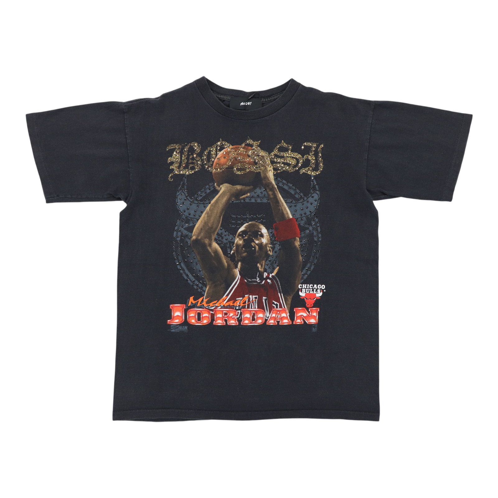 1991 Chicago Bulls Michael Jordan Bossi Black Cotton T-Shirt Size Large (1 of 2)